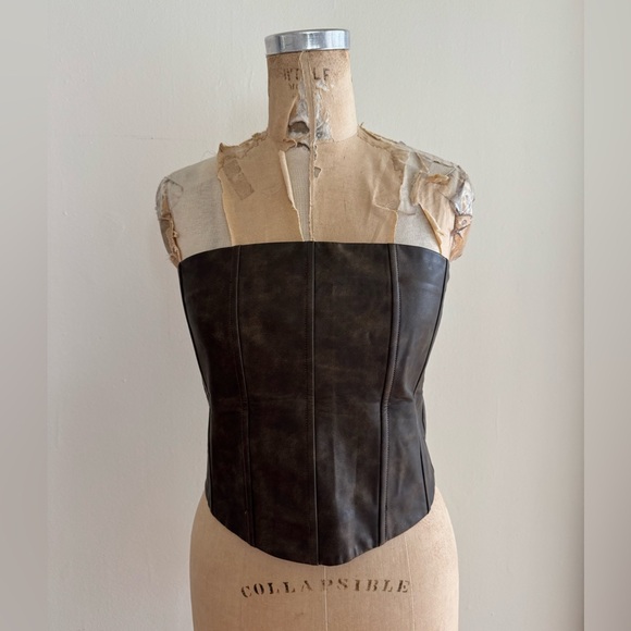 With Jean Althea corset top brown faux leather strapless large - Picture 5 of 10